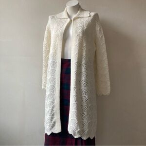 Wintuck | Vintage Acrylic Crochet Knit Long Cardigan Duster Shawl
